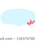 Handwritten downward-facing horizontal oval speech bubble (heart, blue) 136374785