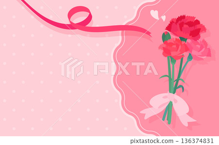 Mother's Day Carnation and Ribbon Frame 2_Pink No Text_Horizontal 136374831