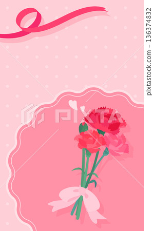 Mother's Day Carnation and Ribbon Frame 2_Pink No Text_Vertical Mother's Day Carnation and Ribbon Frame 2_Pink No Text_Vertical 136374832