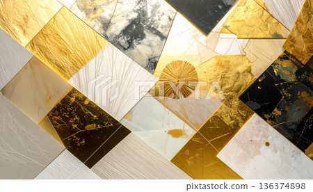 金色和黑色幾何圖案設計 136374898