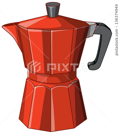 Red Moka Pot Espresso Coffee Maker Vector Illustration Red Moka Pot Espresso Coffee Maker Vector Illustration 136374949