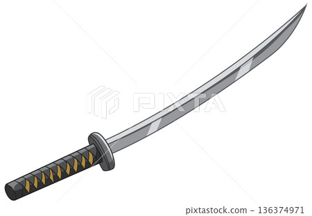 Traditional Japanese Katana Sword Vector Illustration on White Background Traditional Japanese Katana Sword Vector Illustration on White Background 136374971
