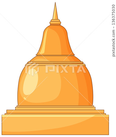 Golden Buddhist Stupa Pagoda Vector Illustration on White Background Golden Buddhist Stupa Pagoda Vector Illustration on White Background 136375030