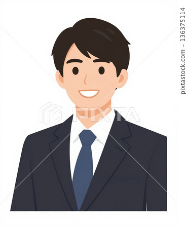 一位微笑的日本商人的上半身插圖 136375114