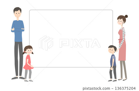 Family looking at the frame with a smile Family looking at the frame with a smile 136375204