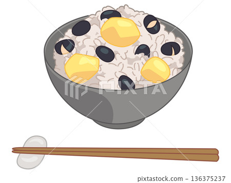 栗子黑豆飯示意圖（附圖筷子和筷架） 136375237