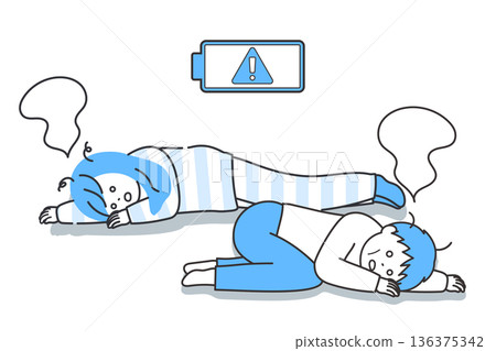 Men and women lying down exhausted with soulless faces Men and women lying down exhausted with soulless faces 136375342