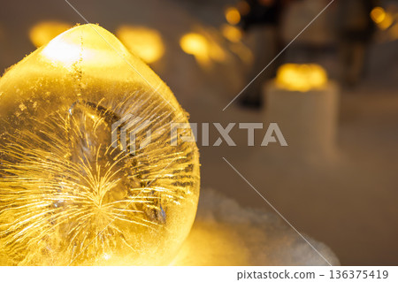 Otaru, Hokkaido [Snow Light Path] Close-up of glowing ice balls 136375419