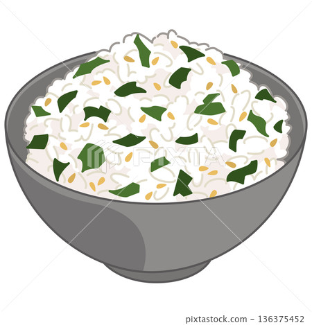 圖解：混合米飯配裙帶菜和白芝麻 136375452