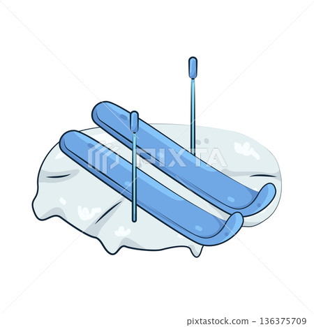 Illustration of Ski poles and board Illustration of Ski poles and board 136375709