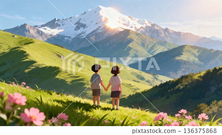woman hiker traveling in mountains 136375868
