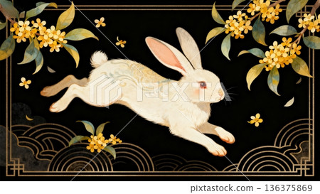 cute bunny on the paper background 136375869