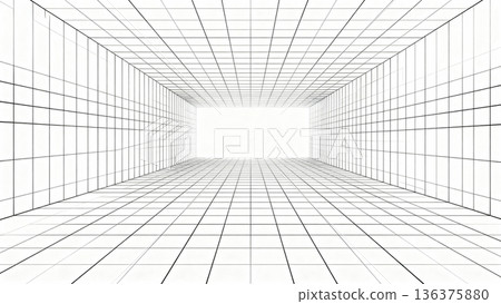 3d rendering of a white room with windows 136375880