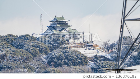 白雪皚皚的小牧山城 136376192