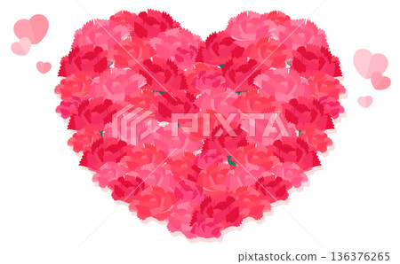 Mother's Day heart-shaped carnation transparent background_horizontal 136376265