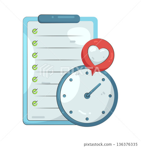 Illustration of Time Management Checklist For Productivity Illustration of Time Management Checklist For Productivity 136376335