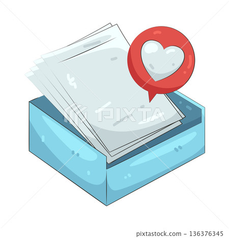 Illustration of Stacked paper with heart 136376345