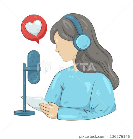 Illustration of radio announcer 136376346