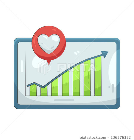 Illustration of growth chart with heart 136376352