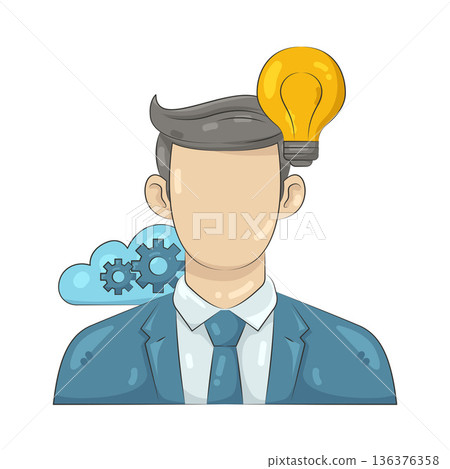 Illustration of businessman with light bulb Illustration of businessman with light bulb 136376358