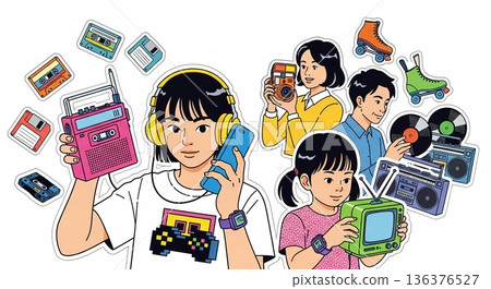 懷舊的復古物品和人 136376527