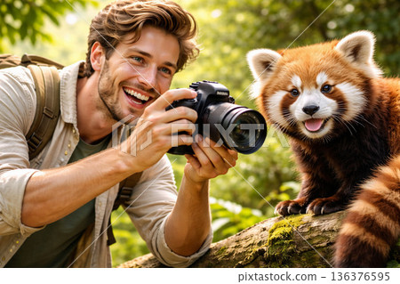 男子正在幫動物拍照 136376595