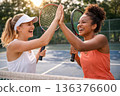 Enjoy tennis. High five. 136376600