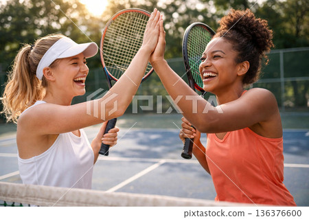 享受網球的樂趣吧。擊掌！ 136376600