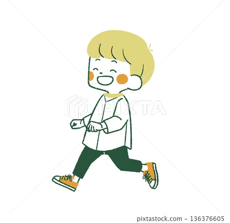 微笑男孩跑步 - 4 種顏色 微笑男孩跑步 - 4 種顏色 136376605