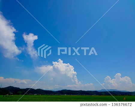 鄉村風景照，藍天白雲。 136376672
