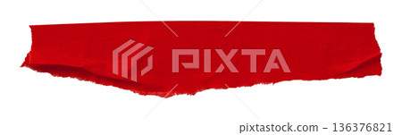 red crumpled torn tape isolated on transparent background. 136376821