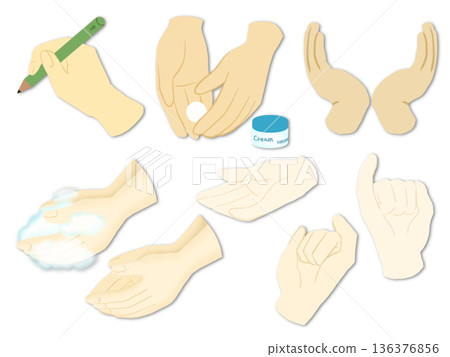 手部姿勢表情插畫集 136376856