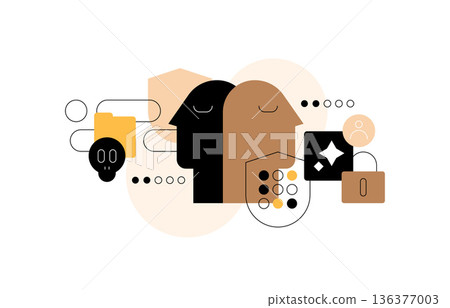 AI and cyber security. Flat illustration AI and cyber security. Flat illustration 136377003