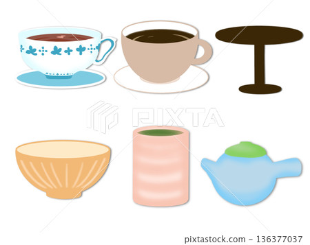 色彩繽紛的茶杯時光插畫集 136377037