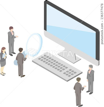 等距視角商業場景插圖。團隊合作、目標達成、有效率的工作方式 136377478