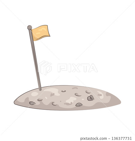 Illustration of Flag on moon 136377731