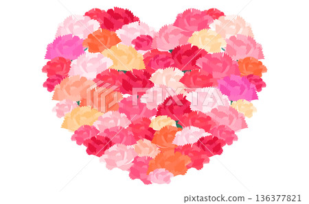 Heart-shaped colorful carnation illustration Heart-shaped colorful carnation illustration 136377821