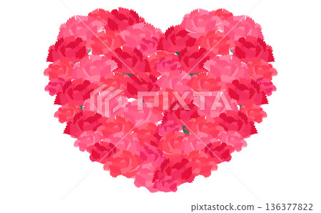 Heart-shaped red carnation illustration 136377822