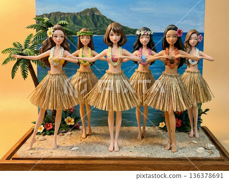 苗條的女性跳著草裙舞 136378691