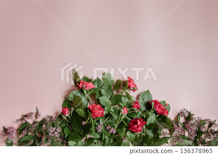 Floral arrangement with fresh flowers copy space. Floral arrangement with fresh flowers copy space. 136378965