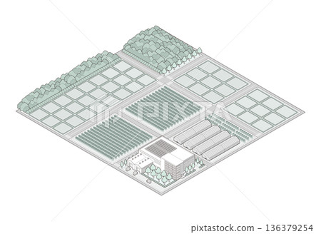 郊區城市景觀插圖。等距視角城市。 郊區城市景觀插圖。等距視角城市。 136379254