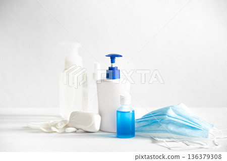 Personal protective equipment against the spread of the Corona covid 19 virus copy space. Personal protective equipment against the spread of the Corona covid 19 virus copy space. 136379308
