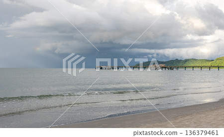 Beautiful seascape with dark clouds after a storm. Beautiful seascape with dark clouds after a storm. 136379461