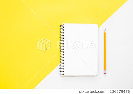 Blank notepad on colored background, flat lay. Blank notepad on colored background, flat lay. 136379476