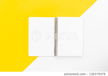 Blank notepad on colored background, flat lay. Blank notepad on colored background, flat lay. 136379478