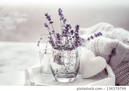 composition with lavender in a glass 136379799