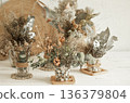 Composition with many dried flowers in vases . 136379804