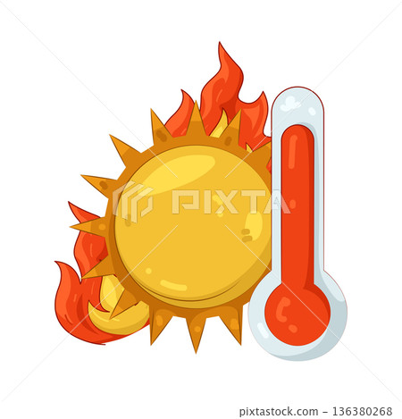 Illustration of sun with high temperature Illustration of sun with high temperature 136380268
