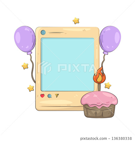 Illustration of birthday post frame Illustration of birthday post frame 136380338