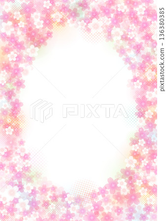 柔和的櫻花背景框豎框 136380385